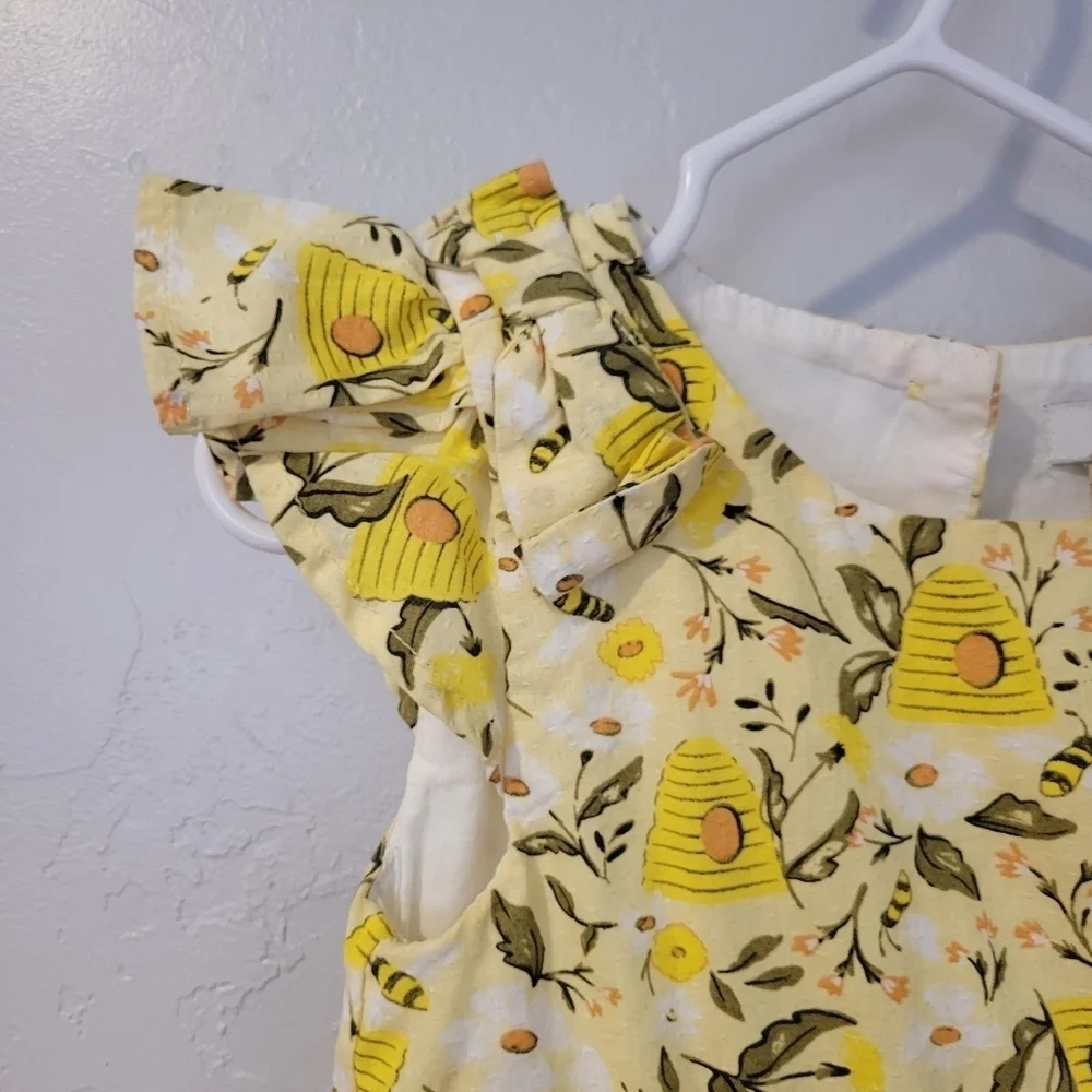 Haute Hippie Little Girls 4 Yellow Bee Beehive Print Dress Novelty Summer Spring
